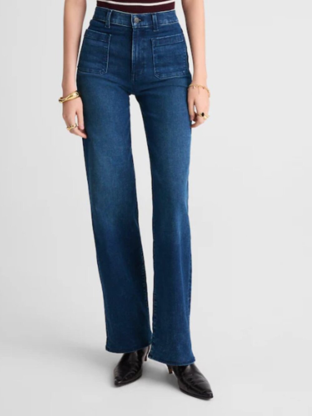 Madewell Emmett Wide Leg Dark Blue Denim Jeans 26 petite